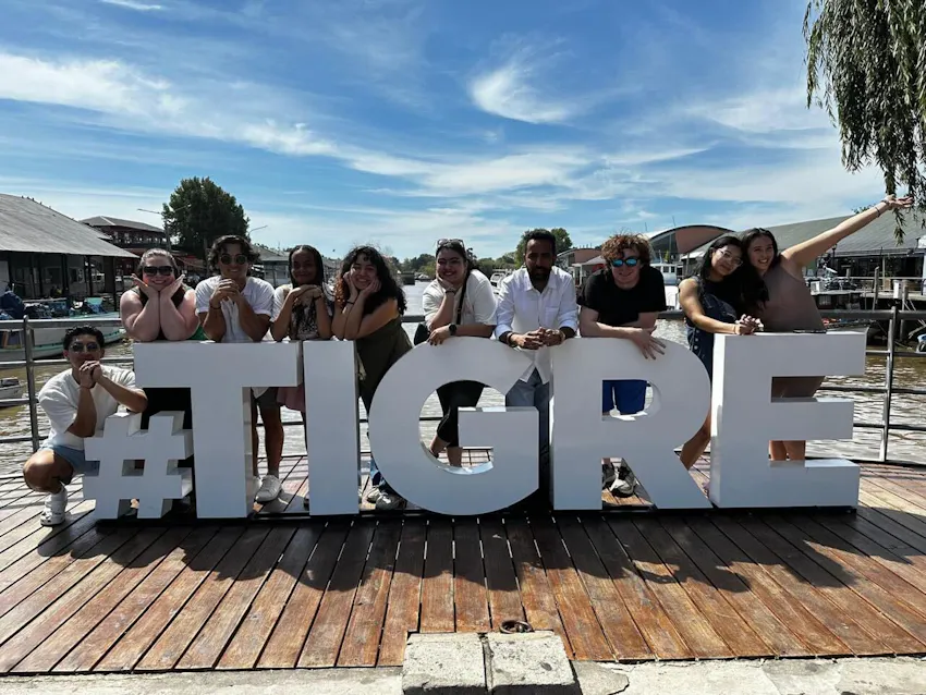 A group of Adelphi University students volunteering abroad with IVHQ, exploring Tigre, Argentina.
