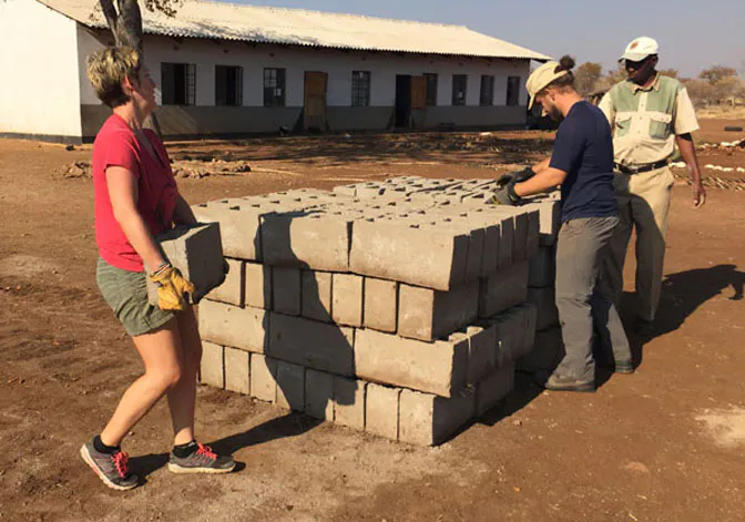 IVHQ volunteer Melanie working at a local school in Victoria Falls