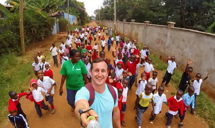 Michael Hobbs selfie with Blessed Hope children