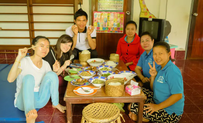 Dinner time as an IVHQ volunteer in Laos