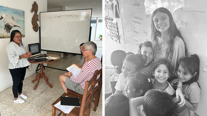 Jennifer and her daughter Lucy at the teaching English volunteer program in Ecuador with IVHQ.