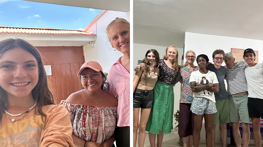 Jennifer and her daughter Lucy with the local team in Ecuador with IVHQ.